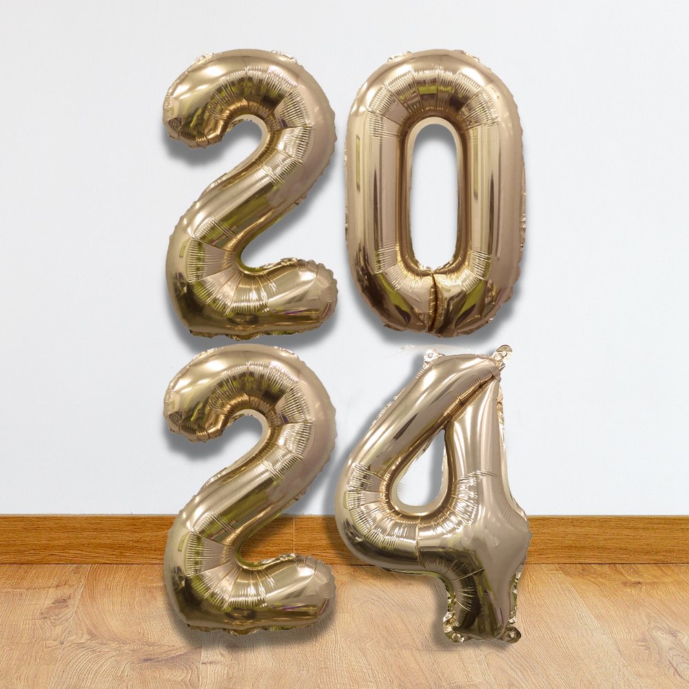 2024 Gold Number Balloons