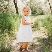 Off-white Lace Yoke Girl's Dobby Dress