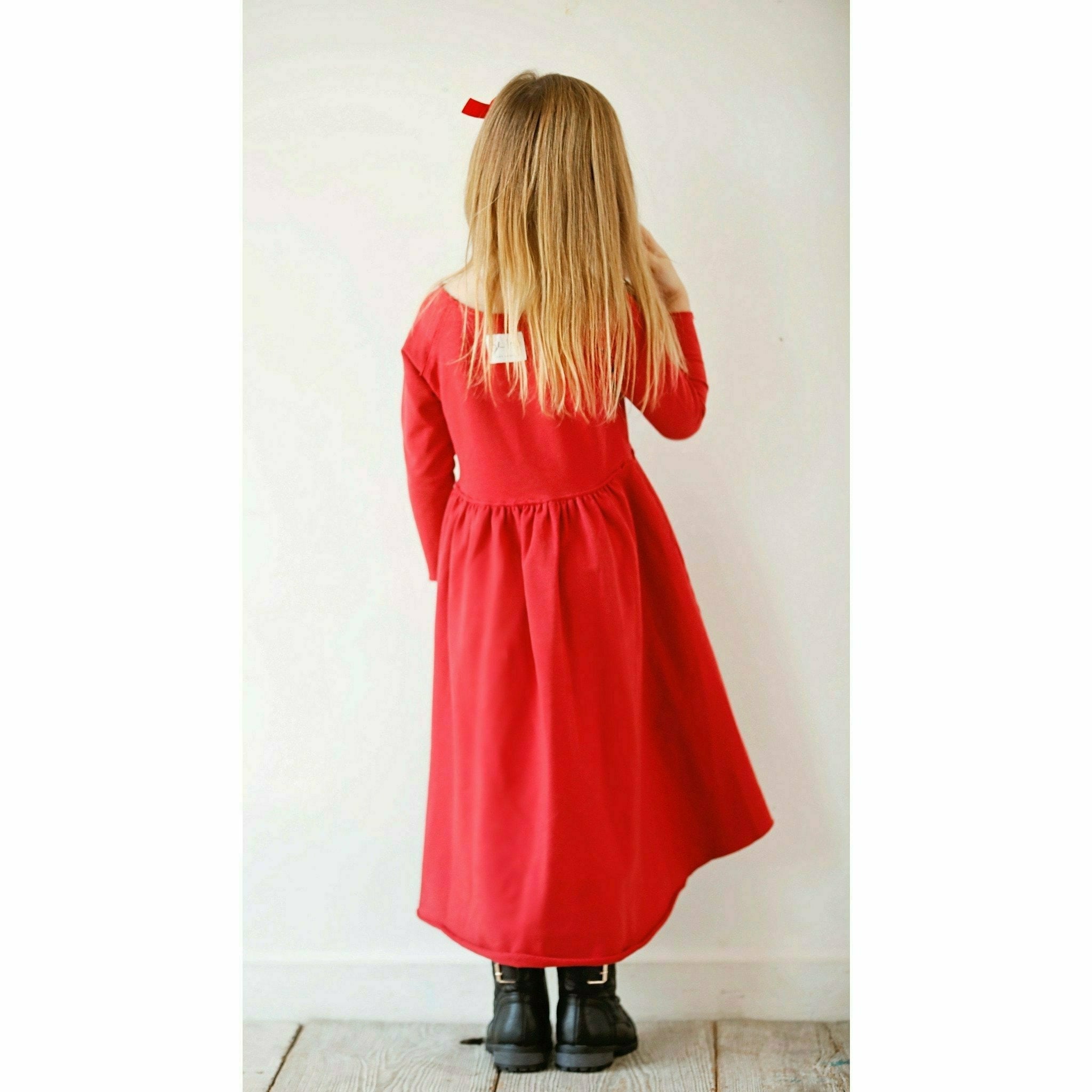 Organic Giselle Dress Long Sleeve Red