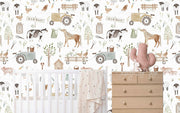 Farm Wallpaper Baby Animals And Foliage - Nursery Wall Decor Wallpapers