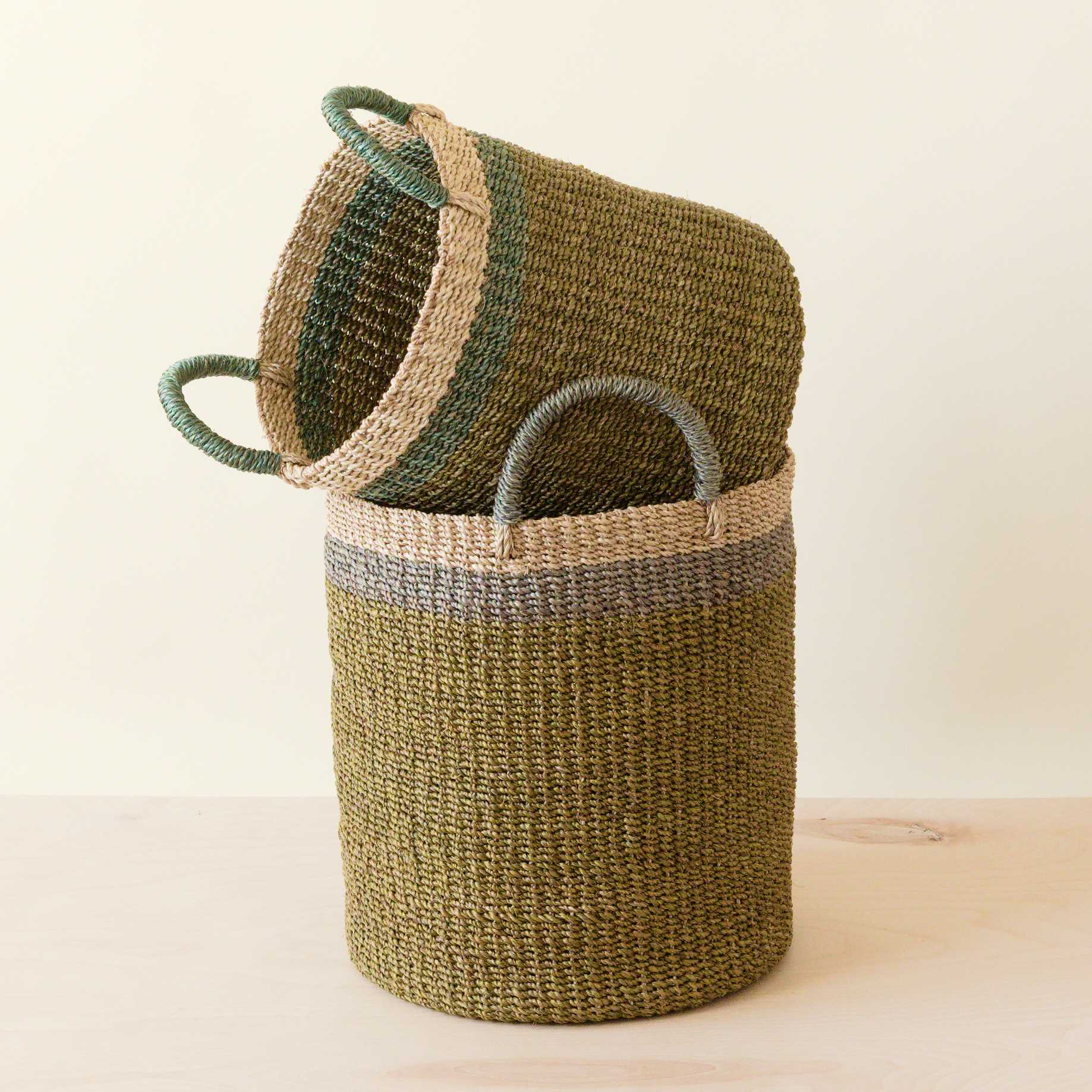 Olive Baskets With Handle, Set Of 2 - Natural Baskets | Likhâ