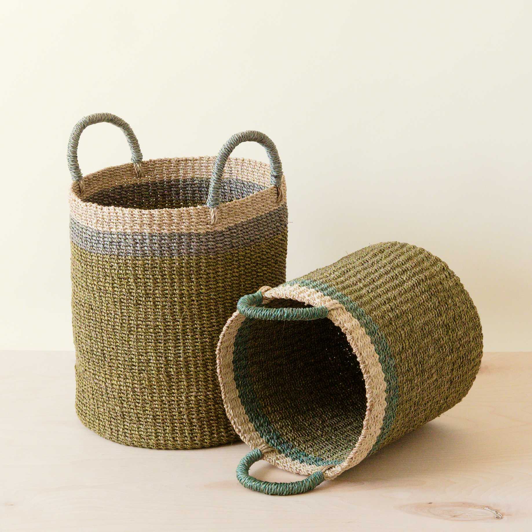 Olive Baskets With Handle, Set Of 2 - Natural Baskets | Likhâ