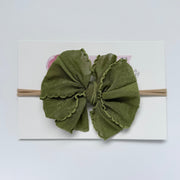 Olive | Skinny Mini Nylon Ruffled Baby Headband