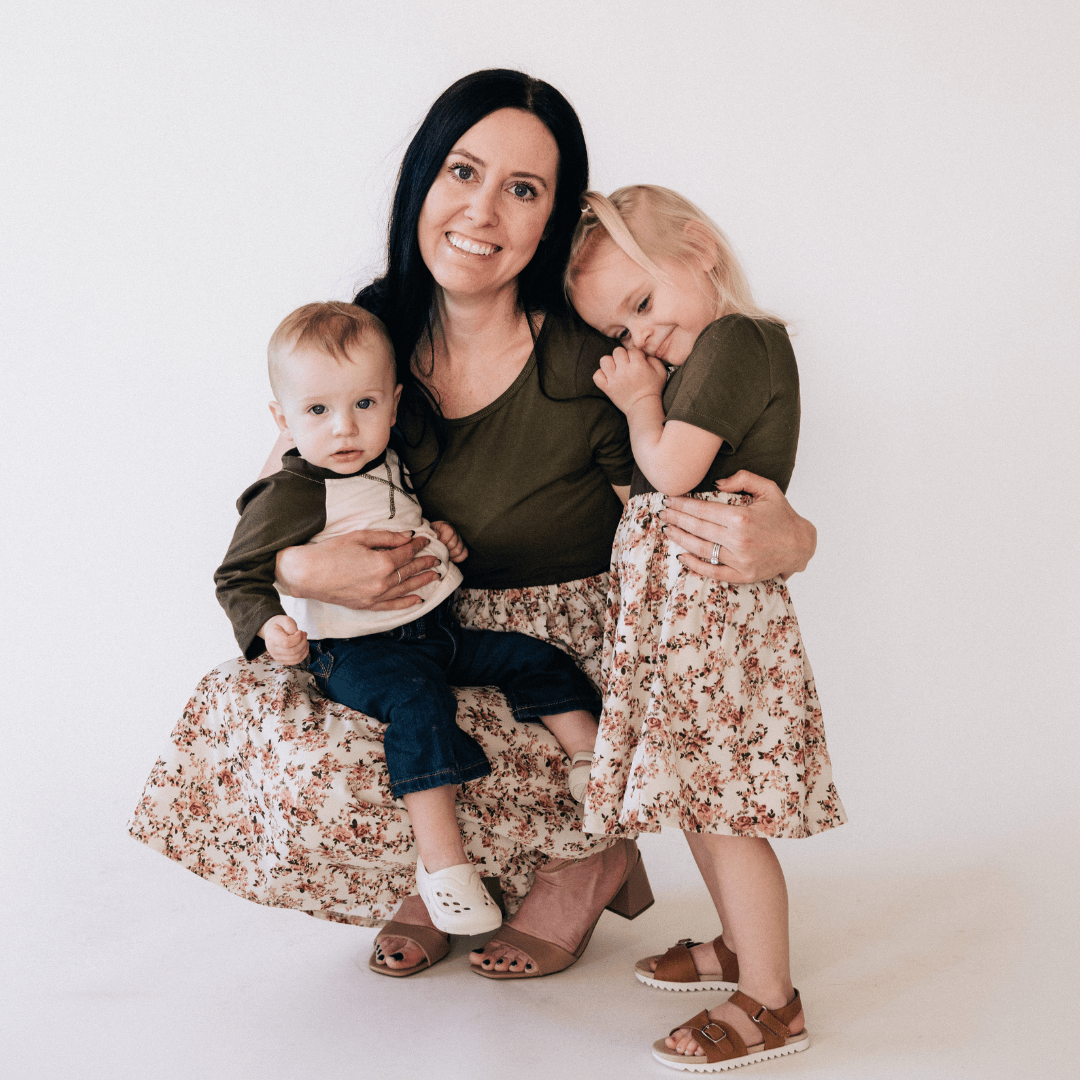 Olive Green Floral Dress - Child