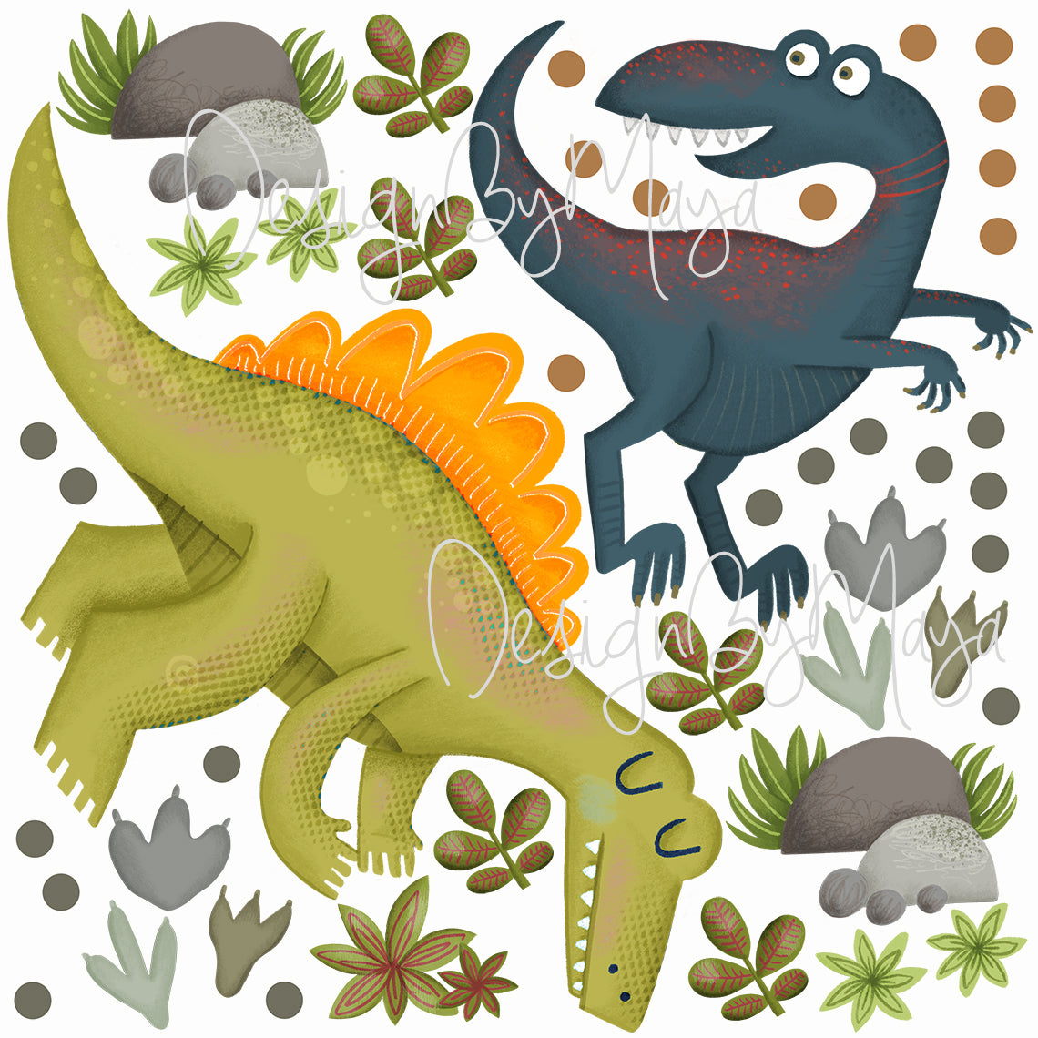Dinosaur Decals - Fabric Nursery Wall Art Decals