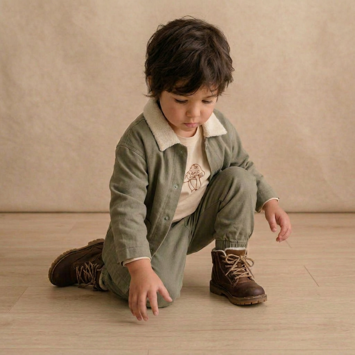 Organic Twill Button Jacket - Olive
