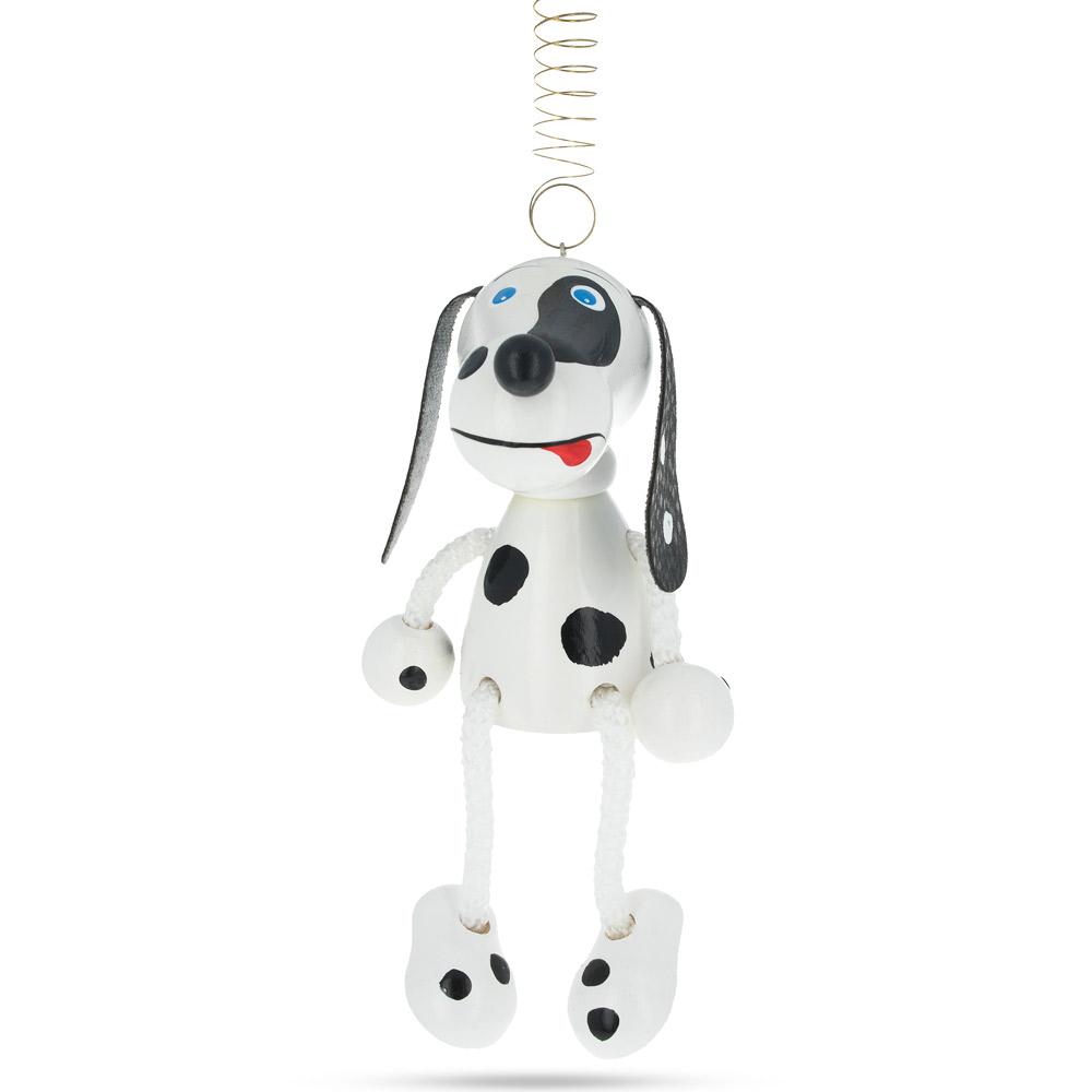 Dalmatian Dog Wooden Doll On A Spring 5.7 Inches