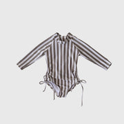 Girl's Long Sleeve Swimsuit | Olive Stripe