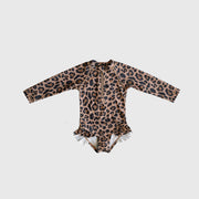 Girl's Long Sleeve Swimsuit | Leopard