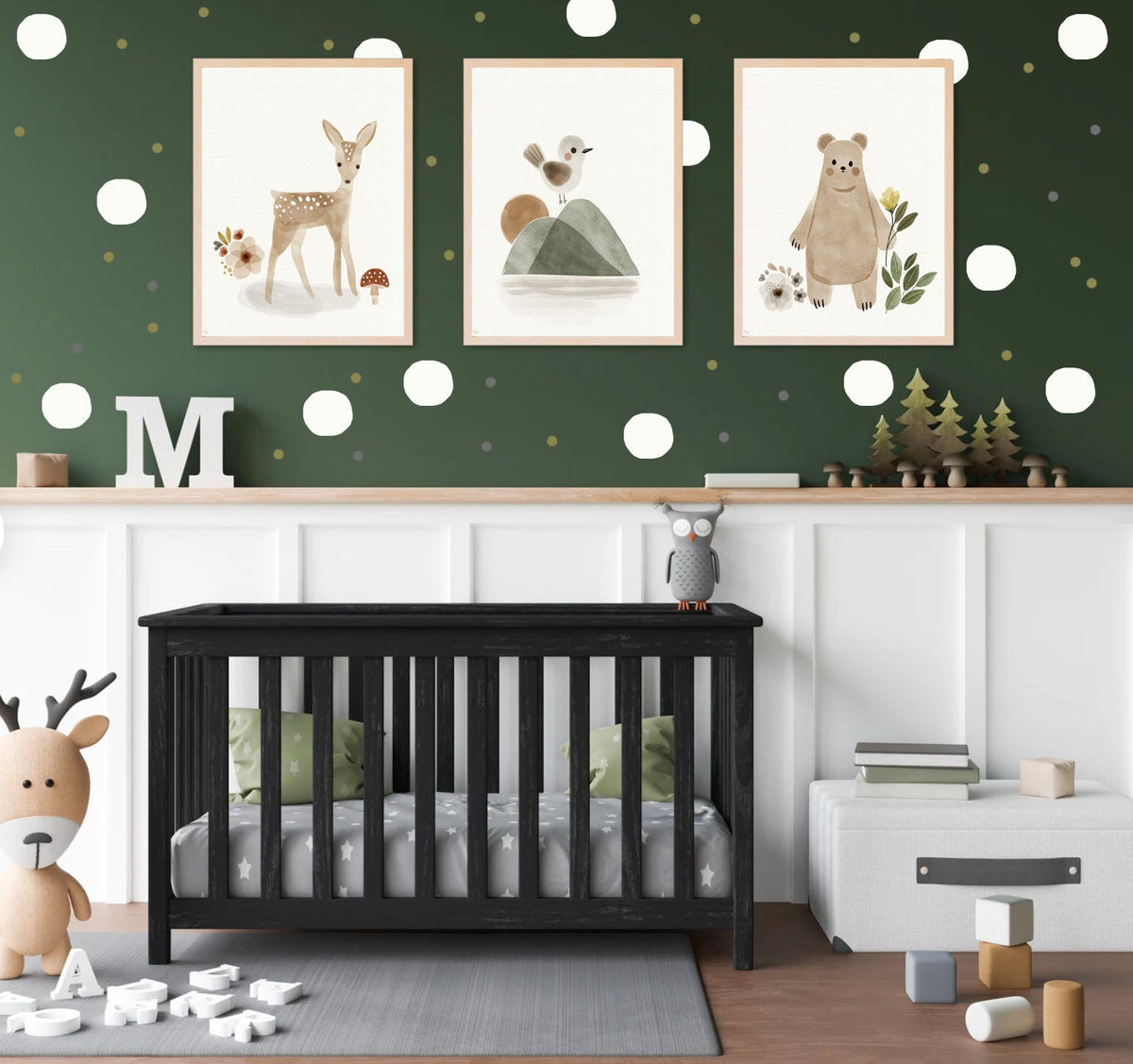 Watercolor Rainbow & Dots - Fabric Nursery Wall Art Decals