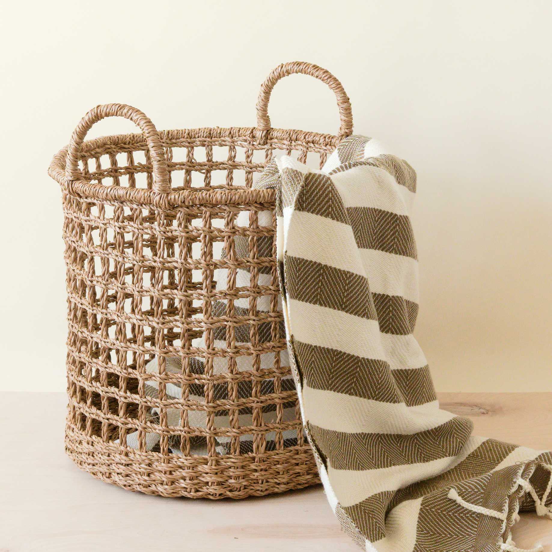 Open Weave Baskets With Handle, Set Of 3 - Storage Baskets | Likhâ