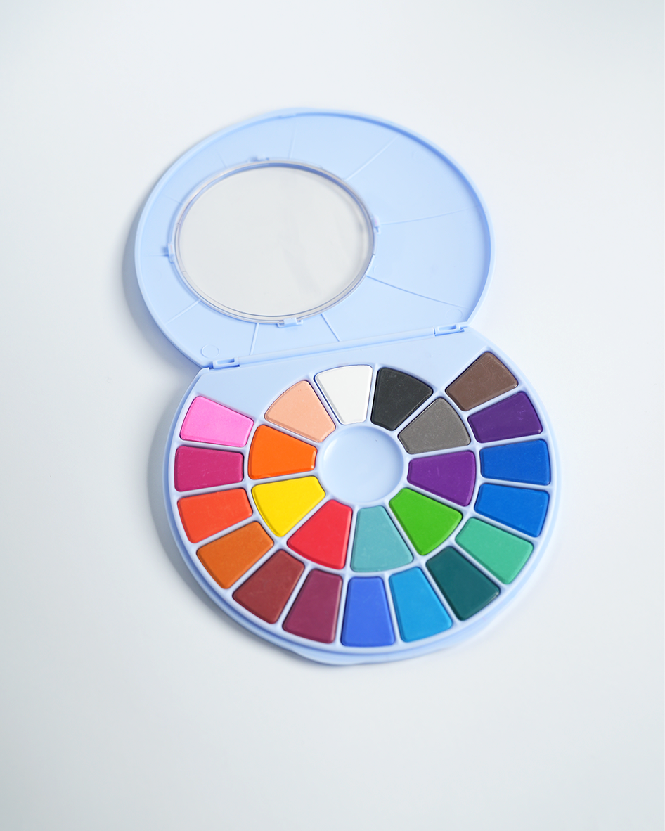Little Artist Bundle Pack - Paper, Palette, Watercolors, Paintbrush And Stickers!