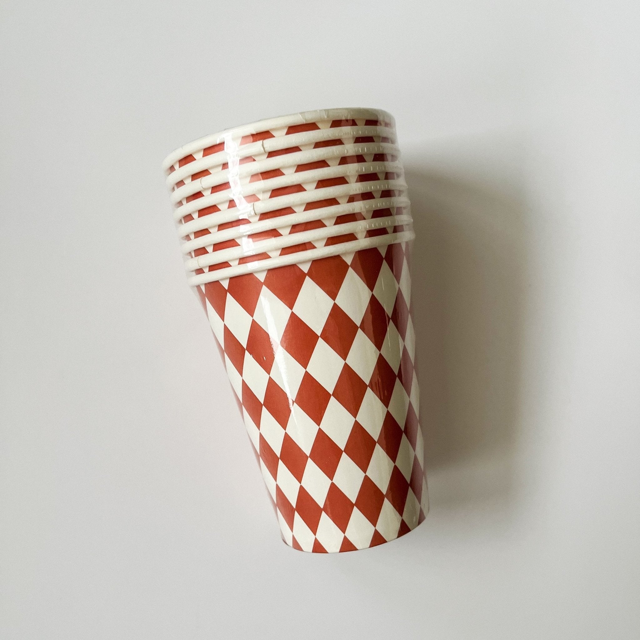 Orange Bavarian Checkered Cups (set Of 8)