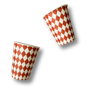 Orange Bavarian Checkered Cups (set Of 8)