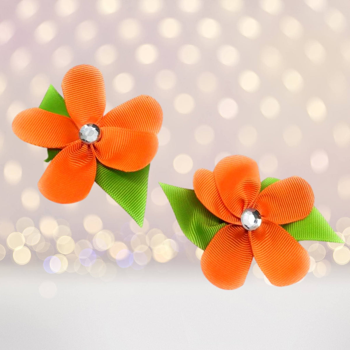 Orange Ribbon Hair Flower Clip, Orange Flower Hair Clip