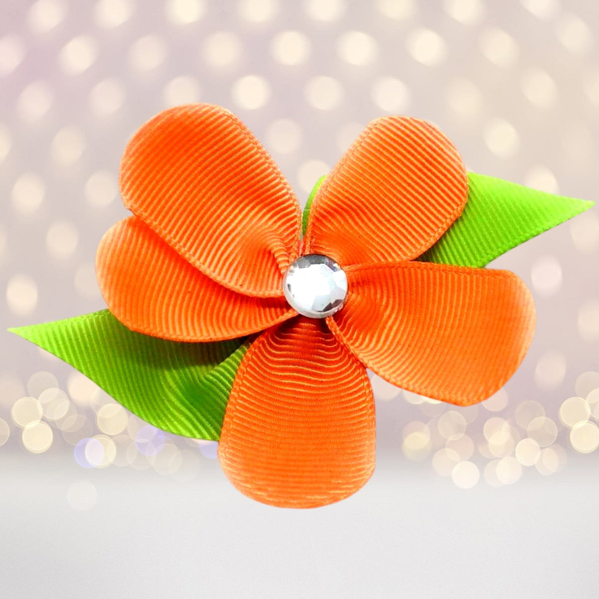 Orange Ribbon Hair Flower Clip, Orange Flower Hair Clip