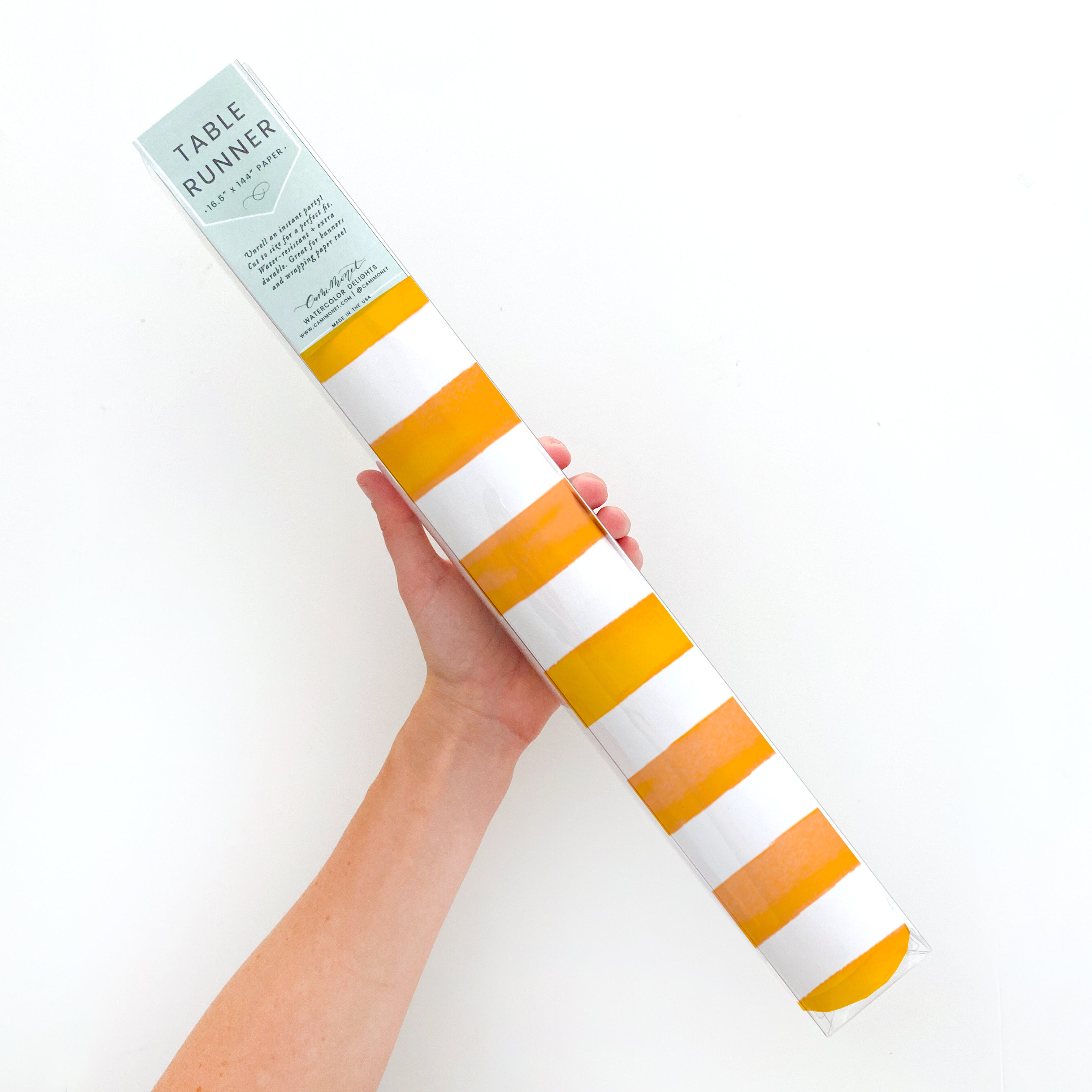 Orange And White Stripe Table Runner