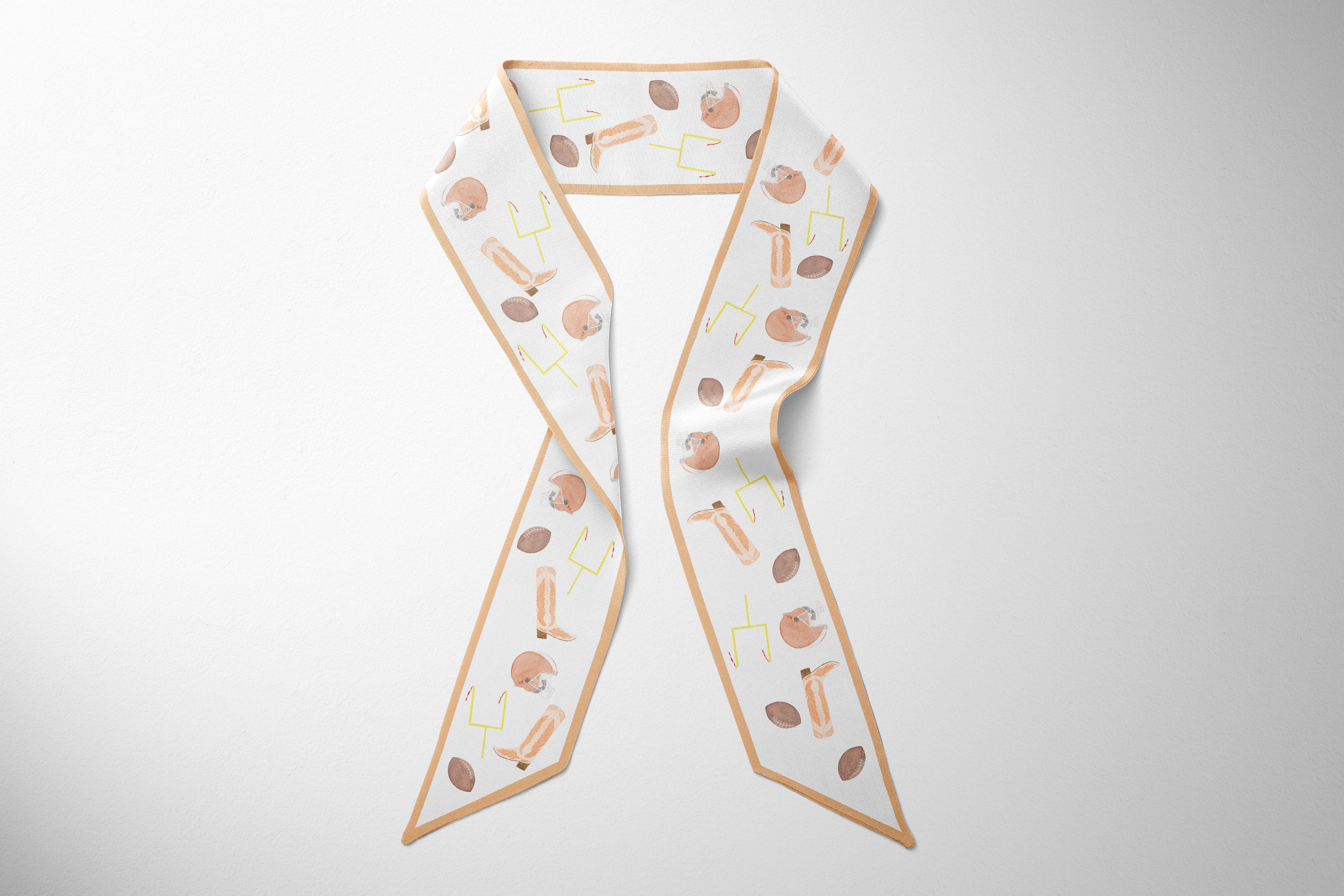 Watercolor Football Silk Twilly Scarf