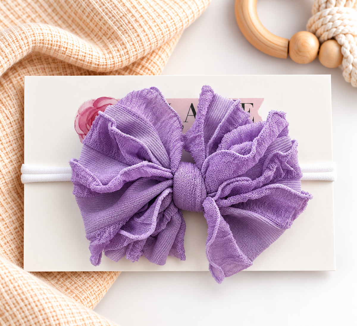 Orchid | Skinny Mini Nylon Ruffled Baby Headband