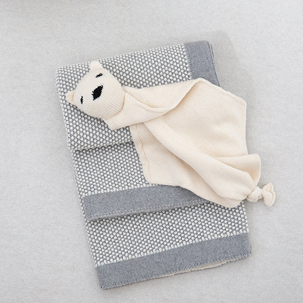 Elegant Organic Cotton Baby Blanket And Teddy Lovie Set