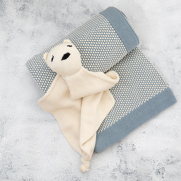 Elegant Organic Cotton Baby Blanket And Teddy Lovie Set