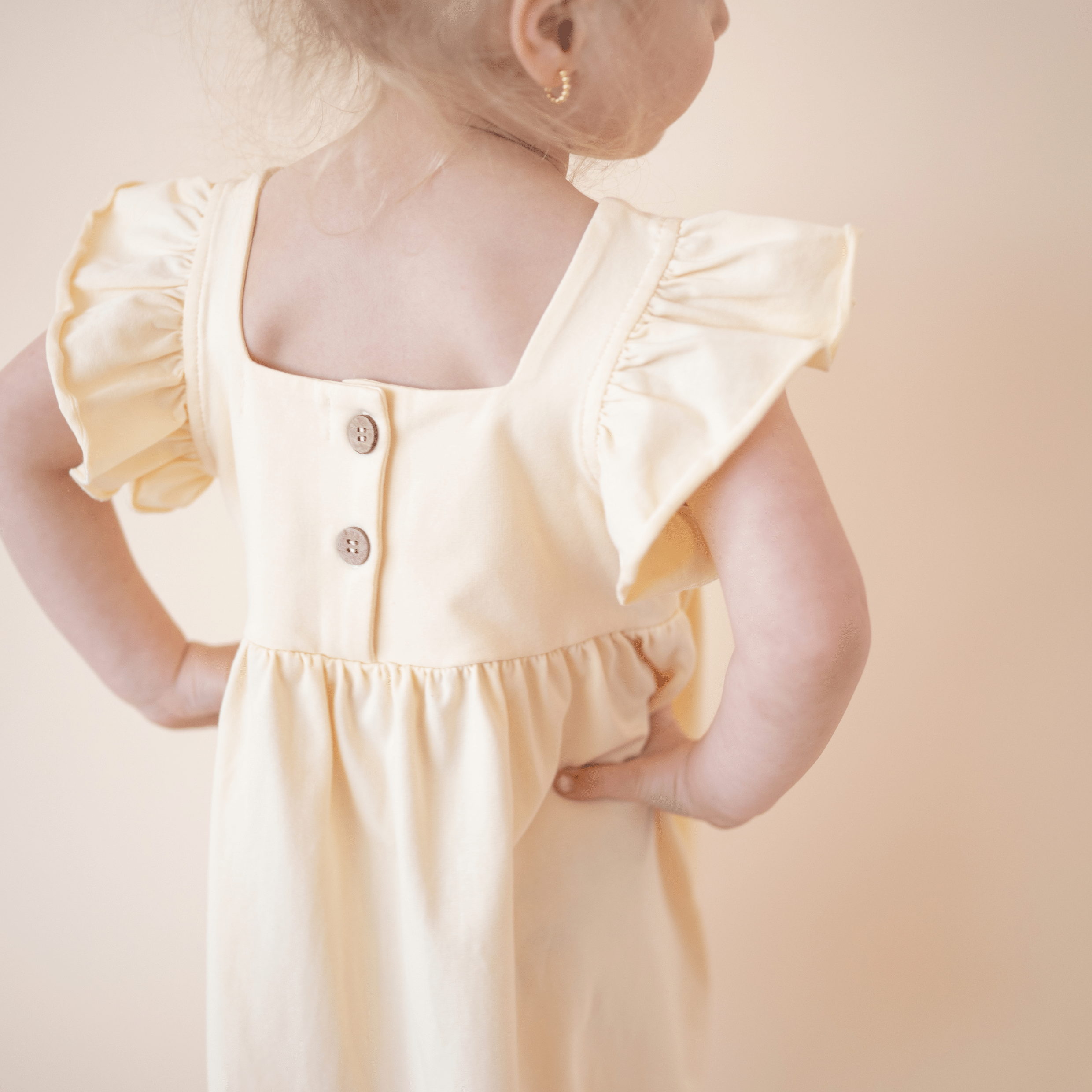Organic Cotton Flutter Dress – Lemonade Yellow