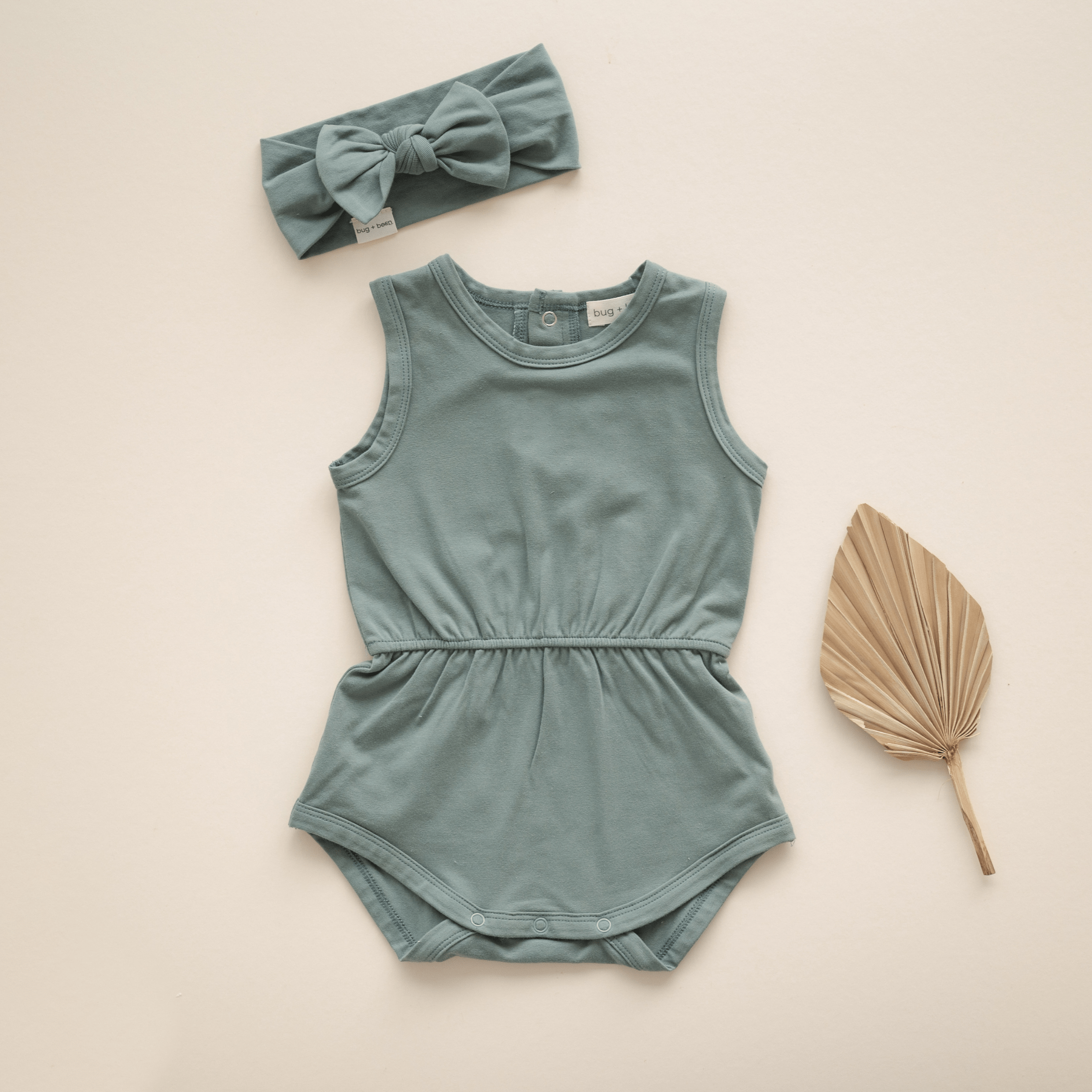 Organic Cotton Playsuit – Basil Green