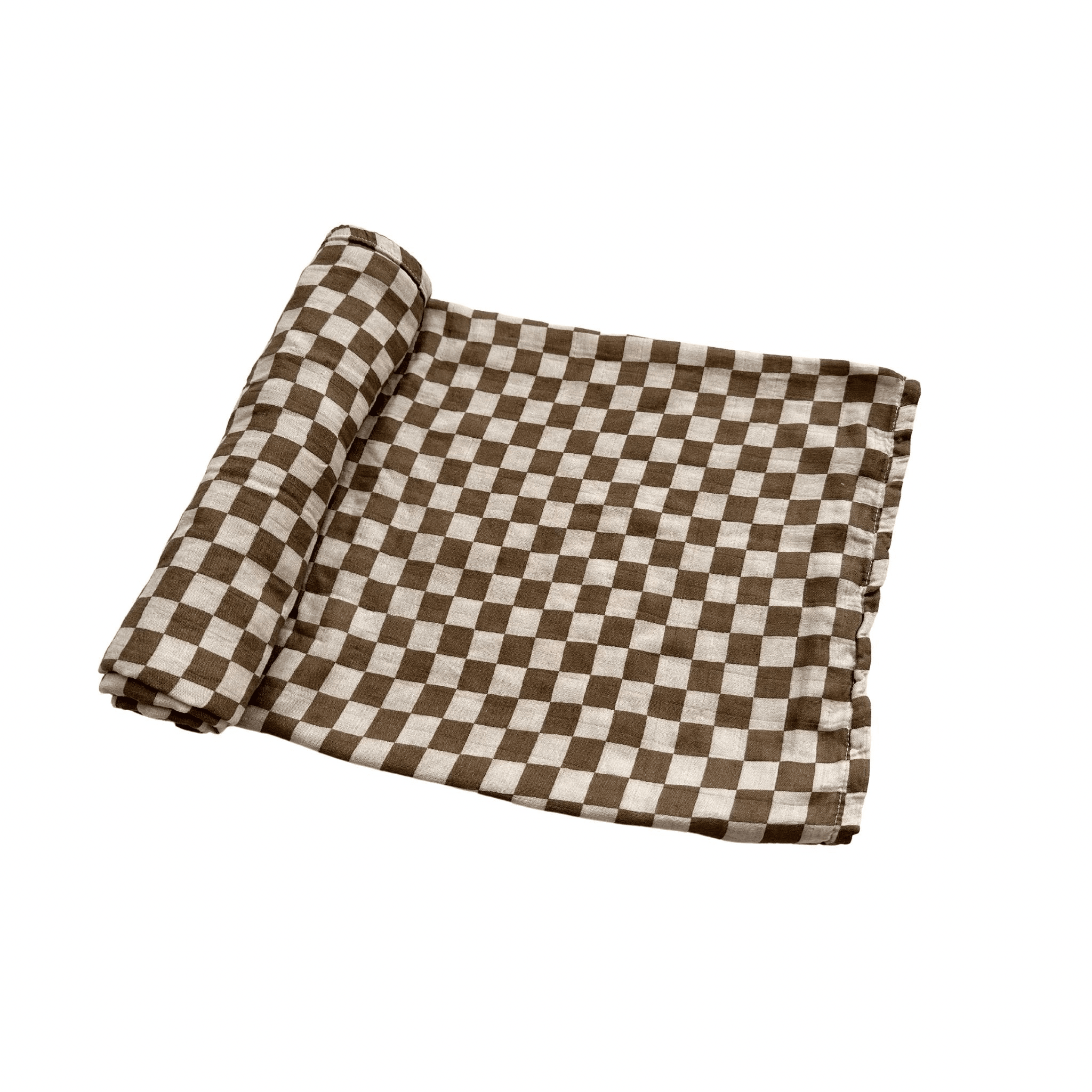 Muslin Swaddle Blanket - Toffee Checkered