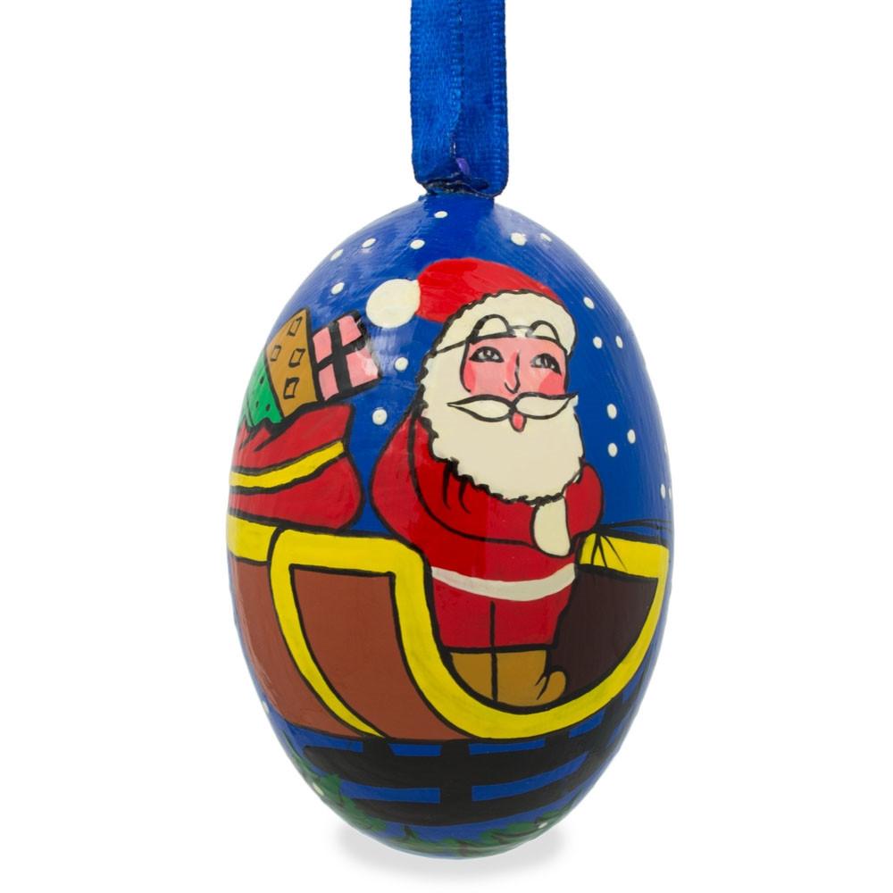 Santa Riding Wooden Christmas Ornament