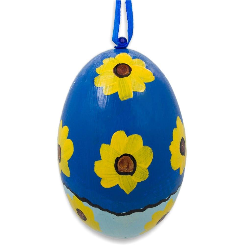 Nesting Doll  Blue Scarf Wooden Egg Ornament 3 Inches