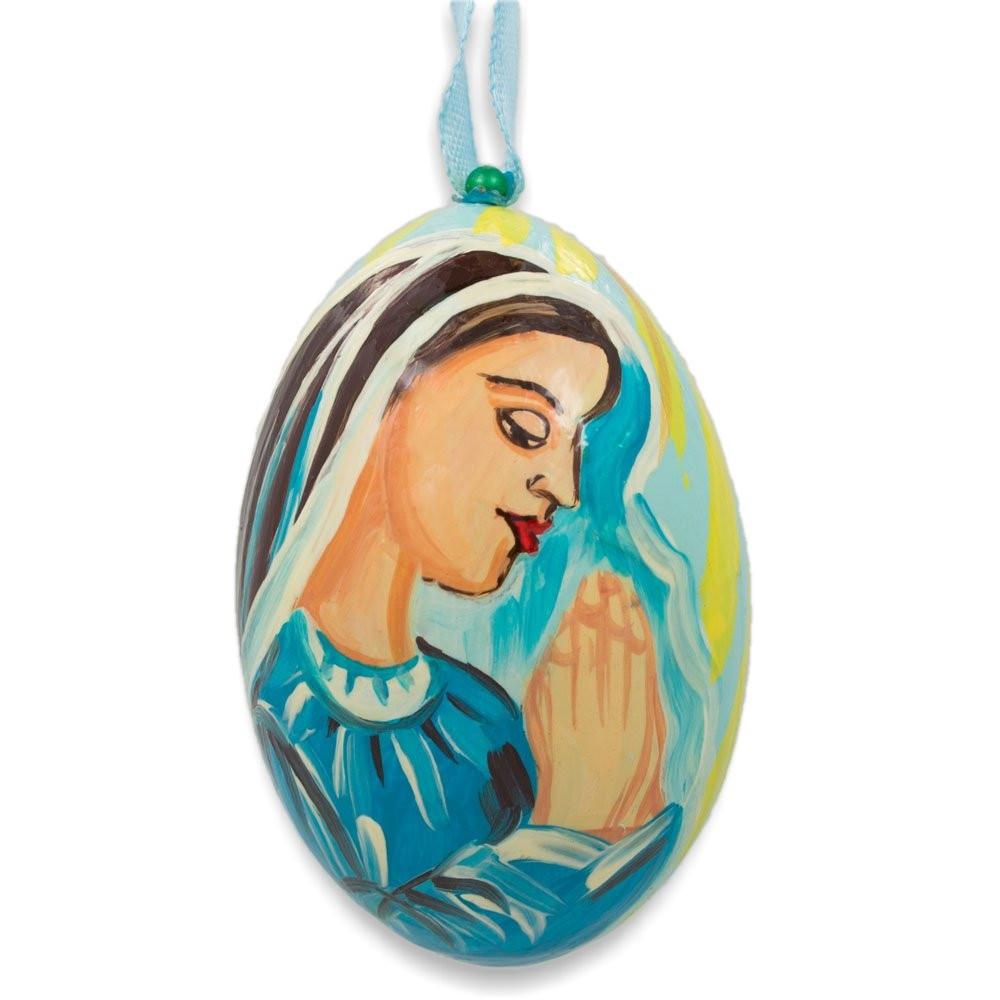 Virgin Mary Nativity Scene Wooden Christmas Ornament 3 Inches