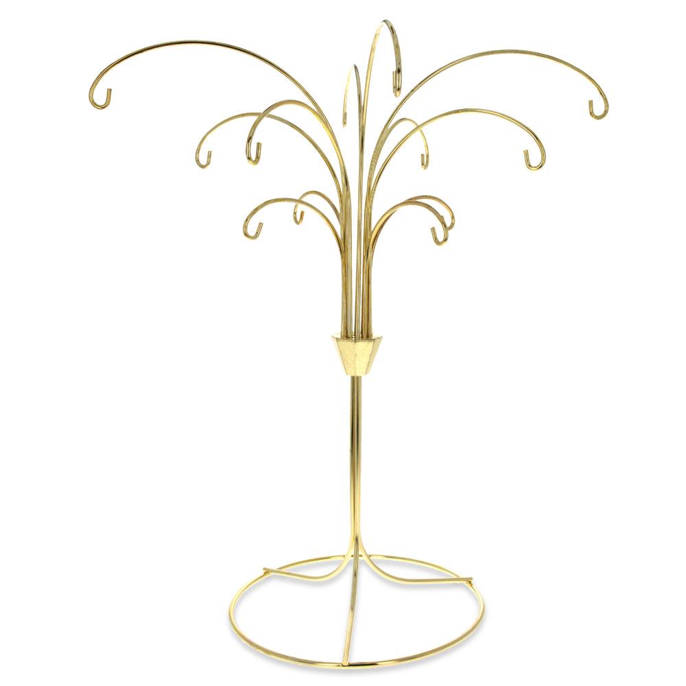 12-arm Gold Ornament Stand - Tree Branches Design In Silver Tone Metal, Holds 12 Ornaments 12 Inches