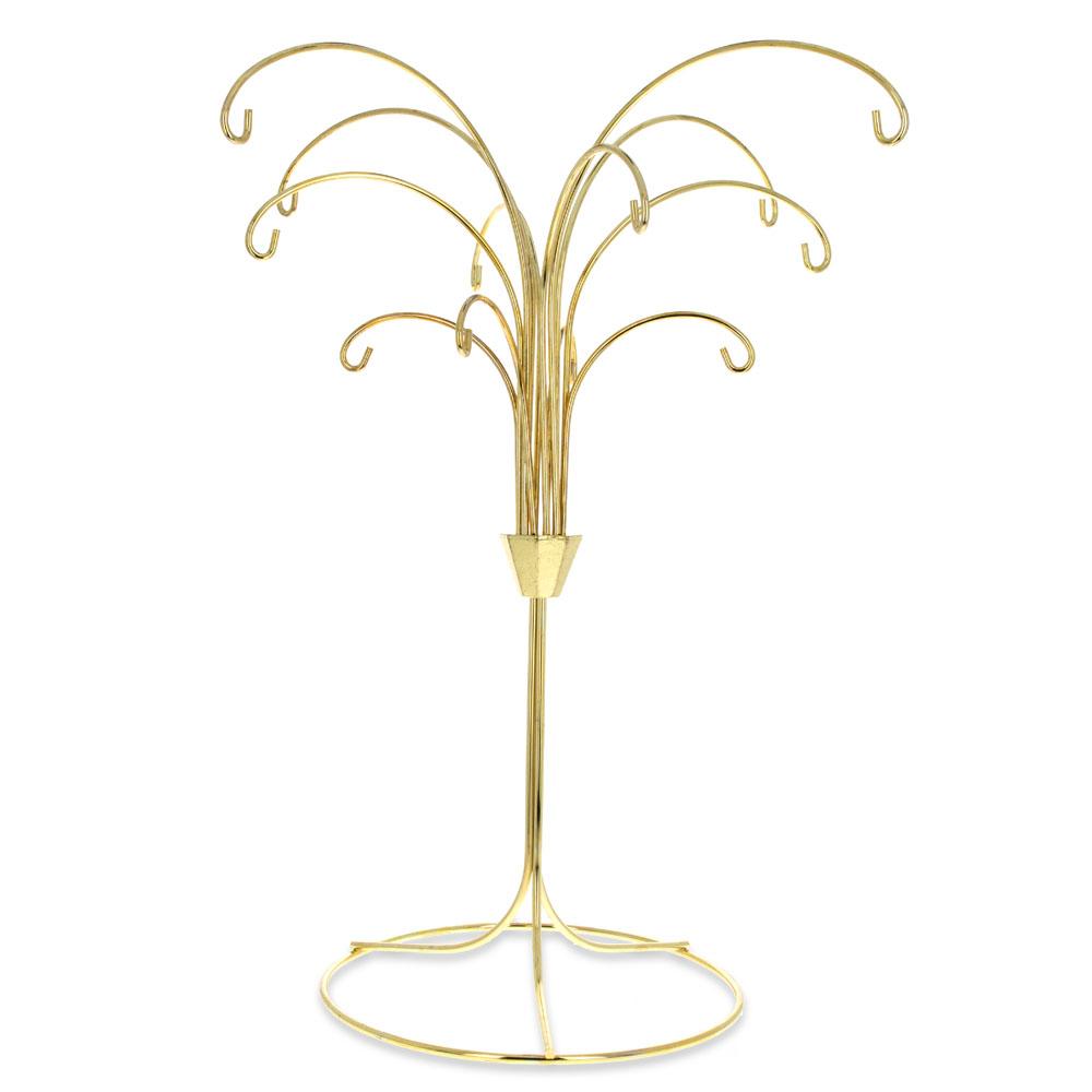 12-arm Gold Ornament Stand - Tree Branches Design In Silver Tone Metal, Holds 12 Ornaments 12 Inches