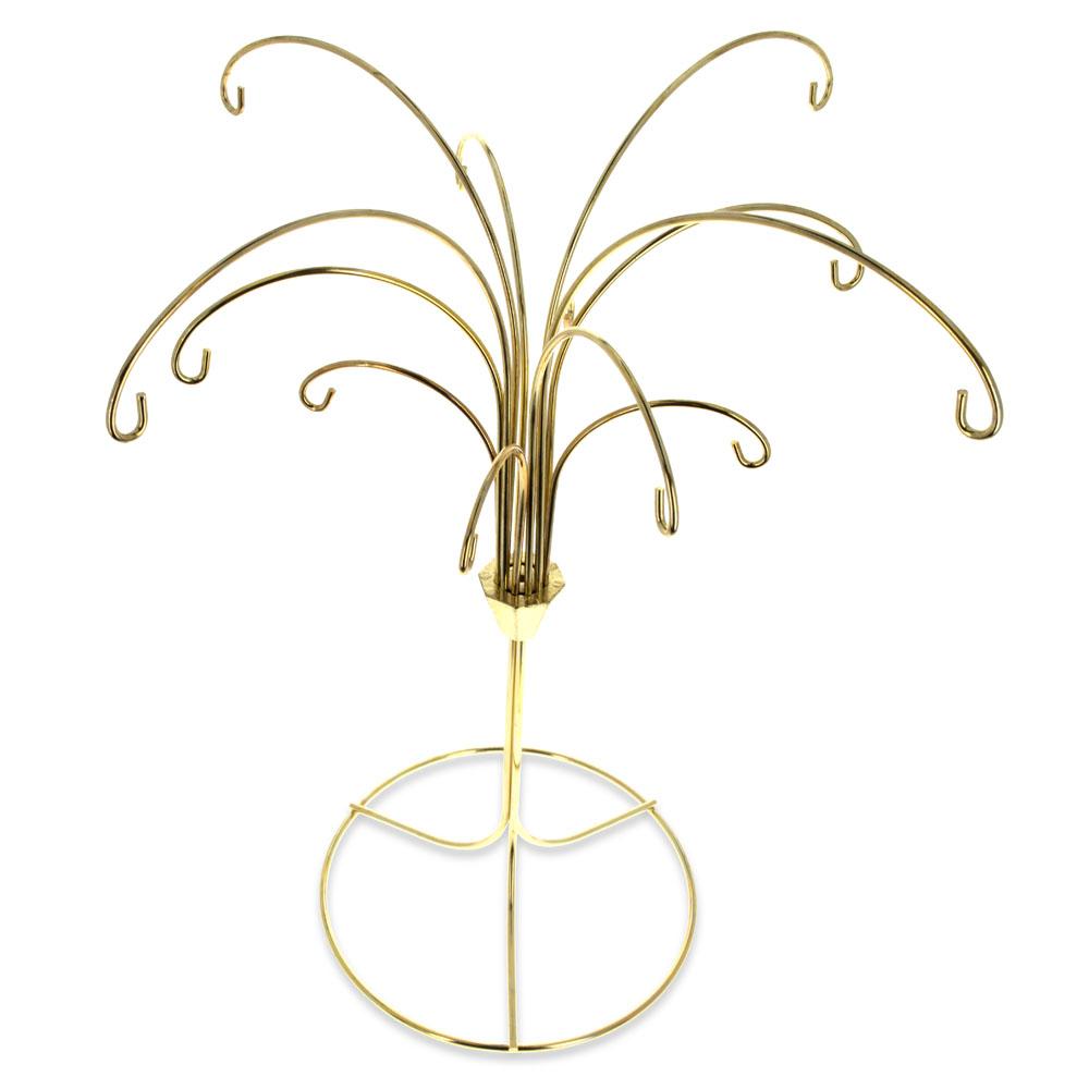 12-arm Gold Ornament Stand - Tree Branches Design In Silver Tone Metal, Holds 12 Ornaments 12 Inches