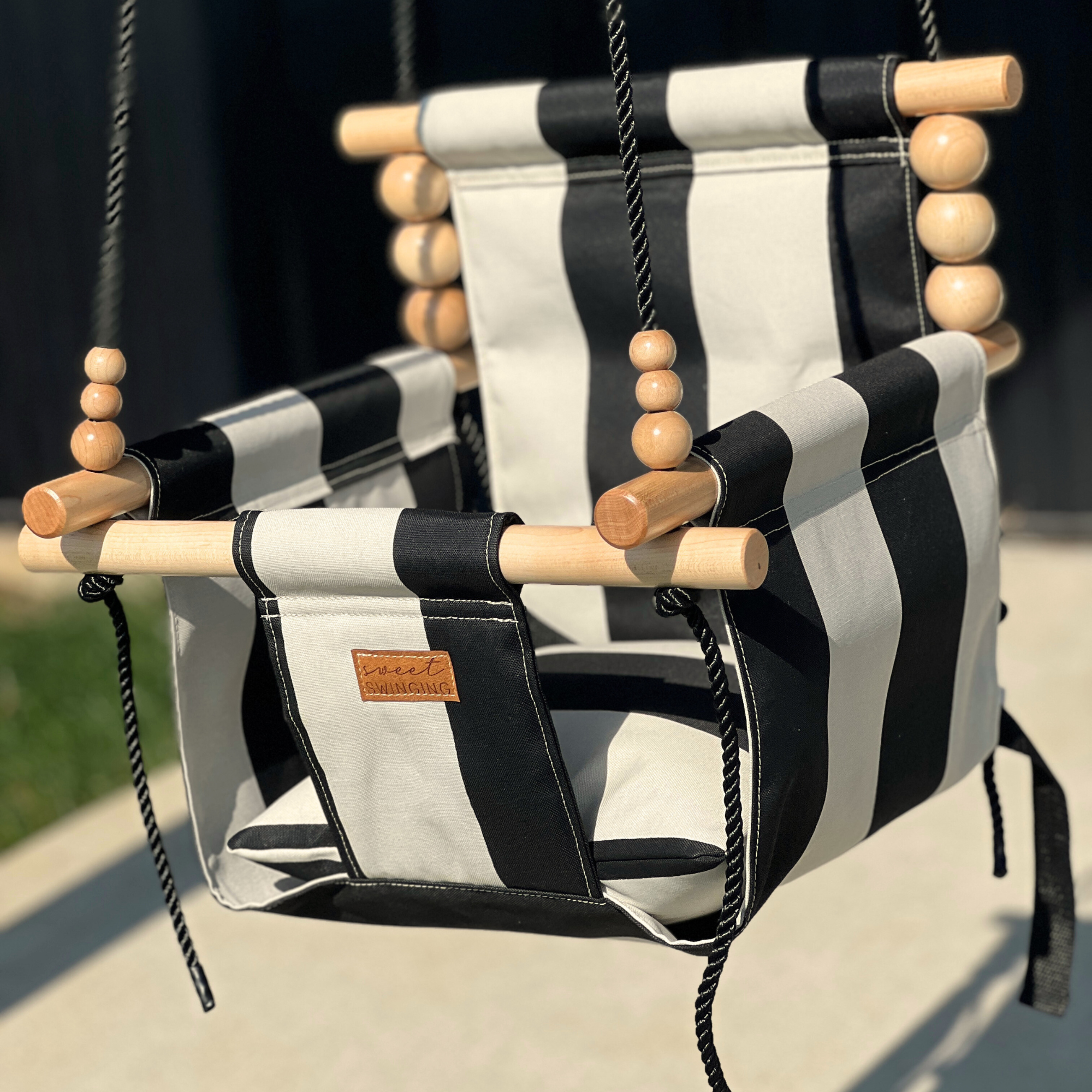 Outdoor Wide Cream And Black Stripe