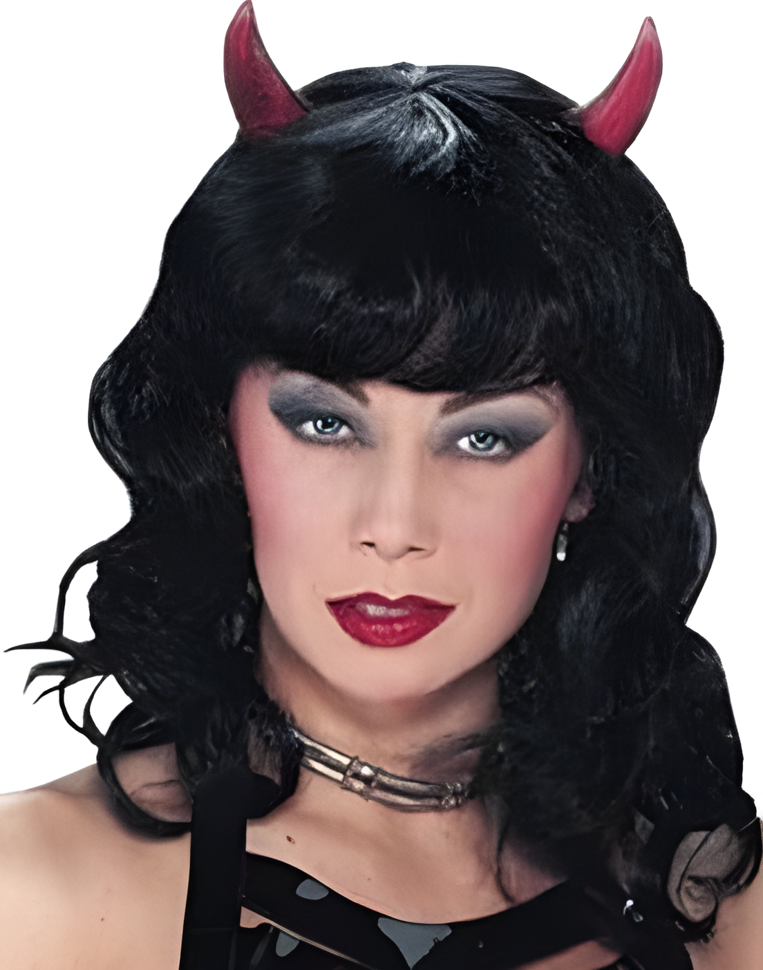 Adult Black Horned Light-up Devil Wig
