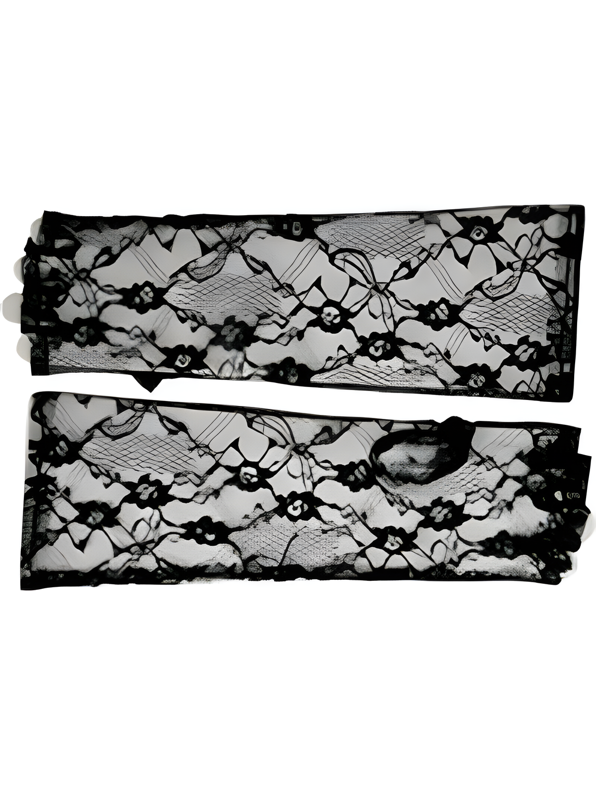 Adult Elbow Length Fingerless Black Lace Gloves
