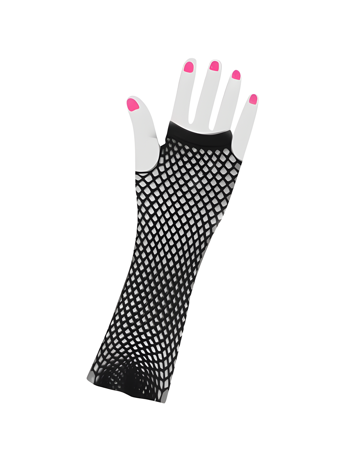 Adult Long 80's Style Black Neon Fishnet Gloves