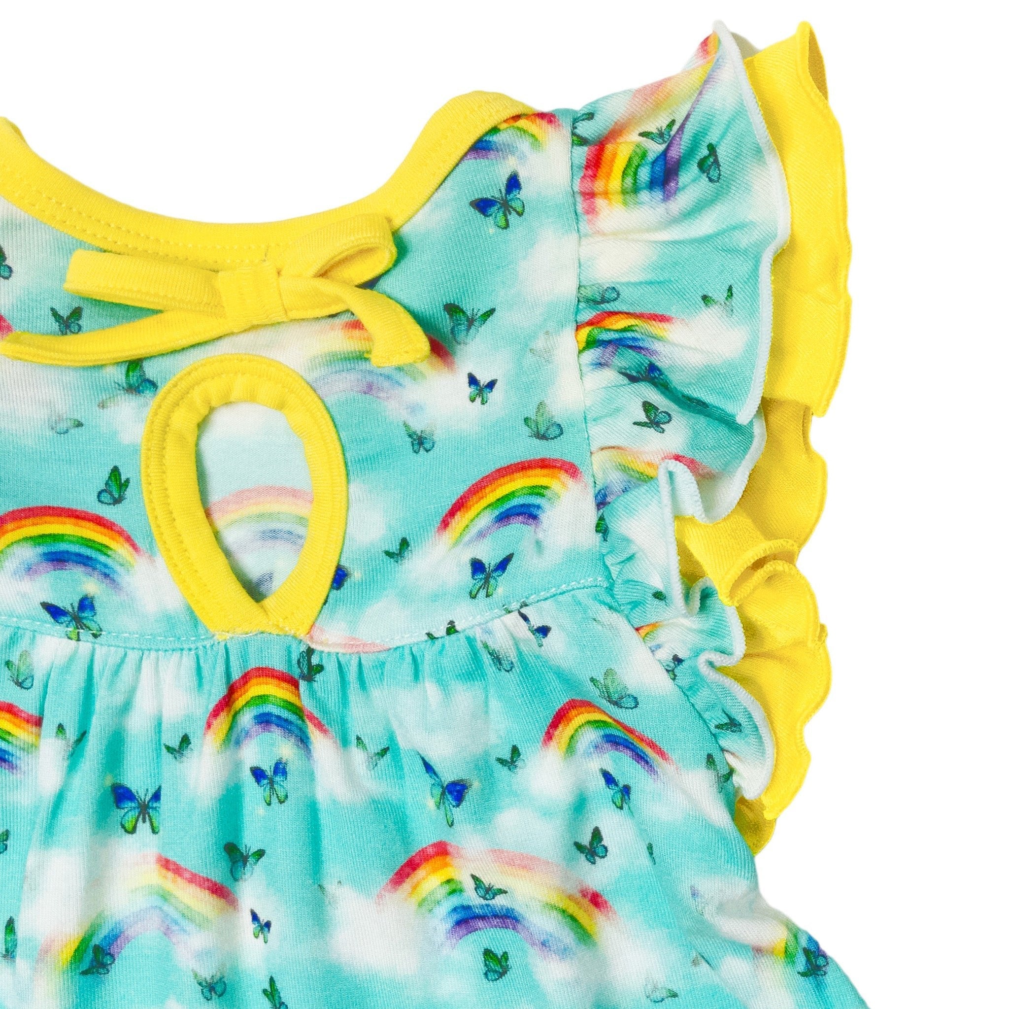 Over The Rainbow & Butterflies Ruffle Peplum Bummie Set (3-24m)