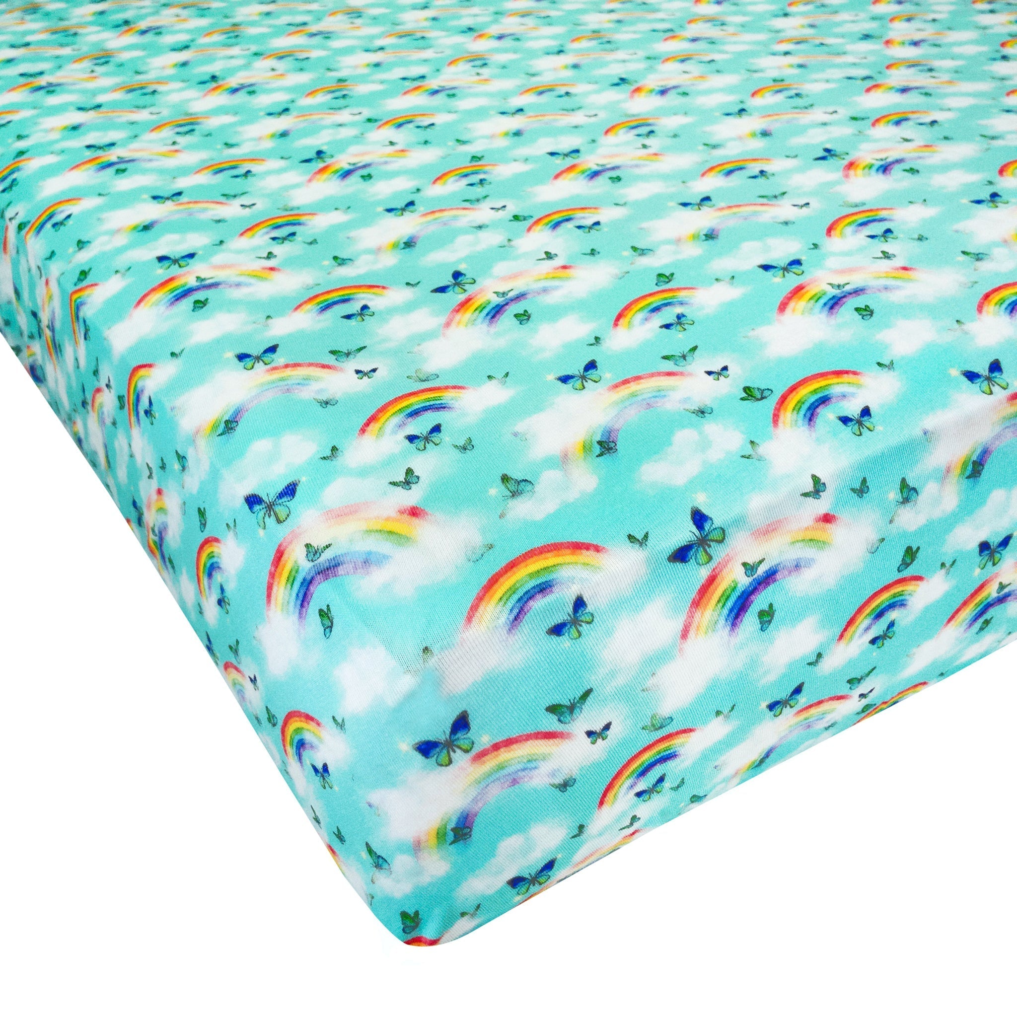 Over The Rainbow & Butterflies Twin Fitted Sheet