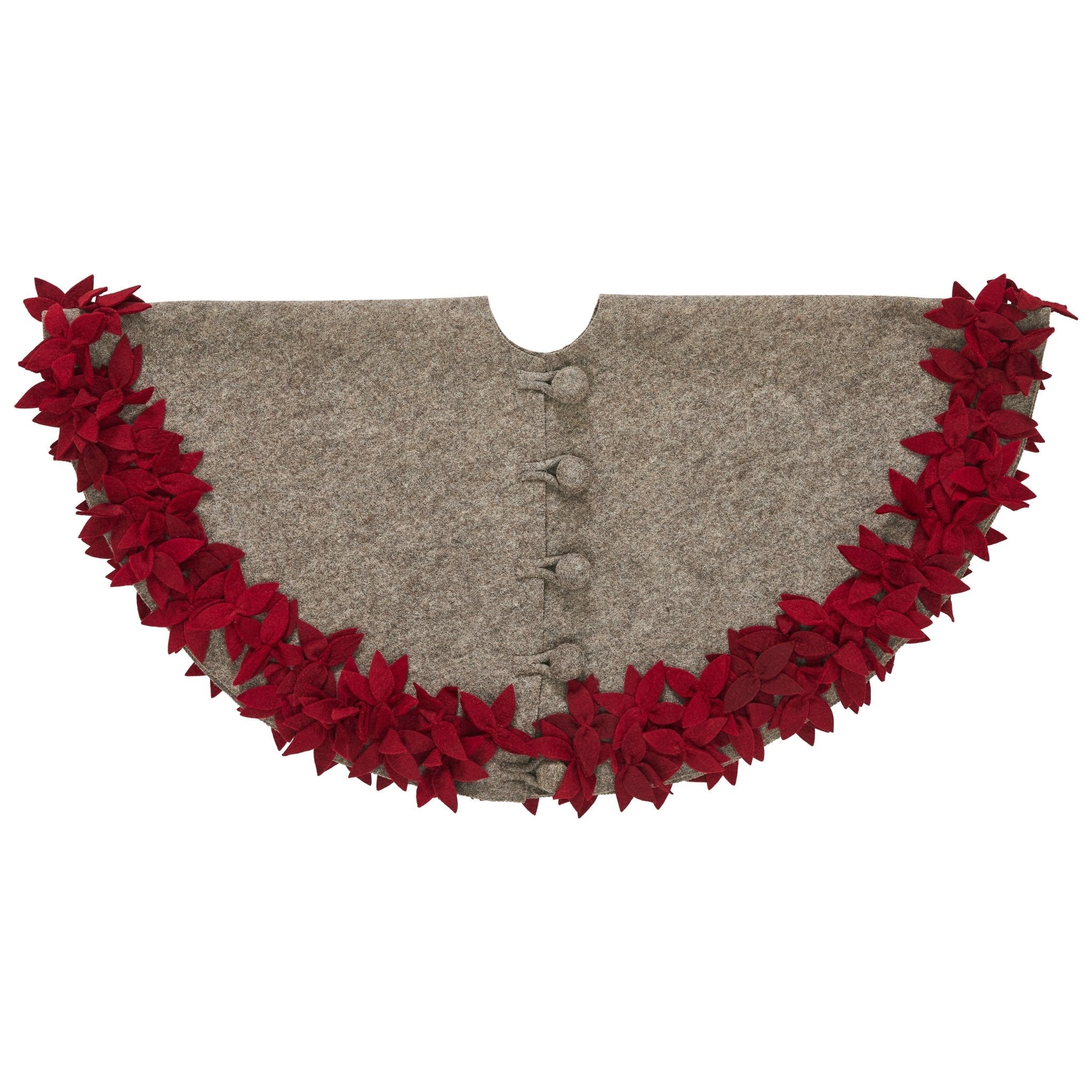 Handmade Overlapping Flowers Christmas Tree Skirt - Natural Red-60"