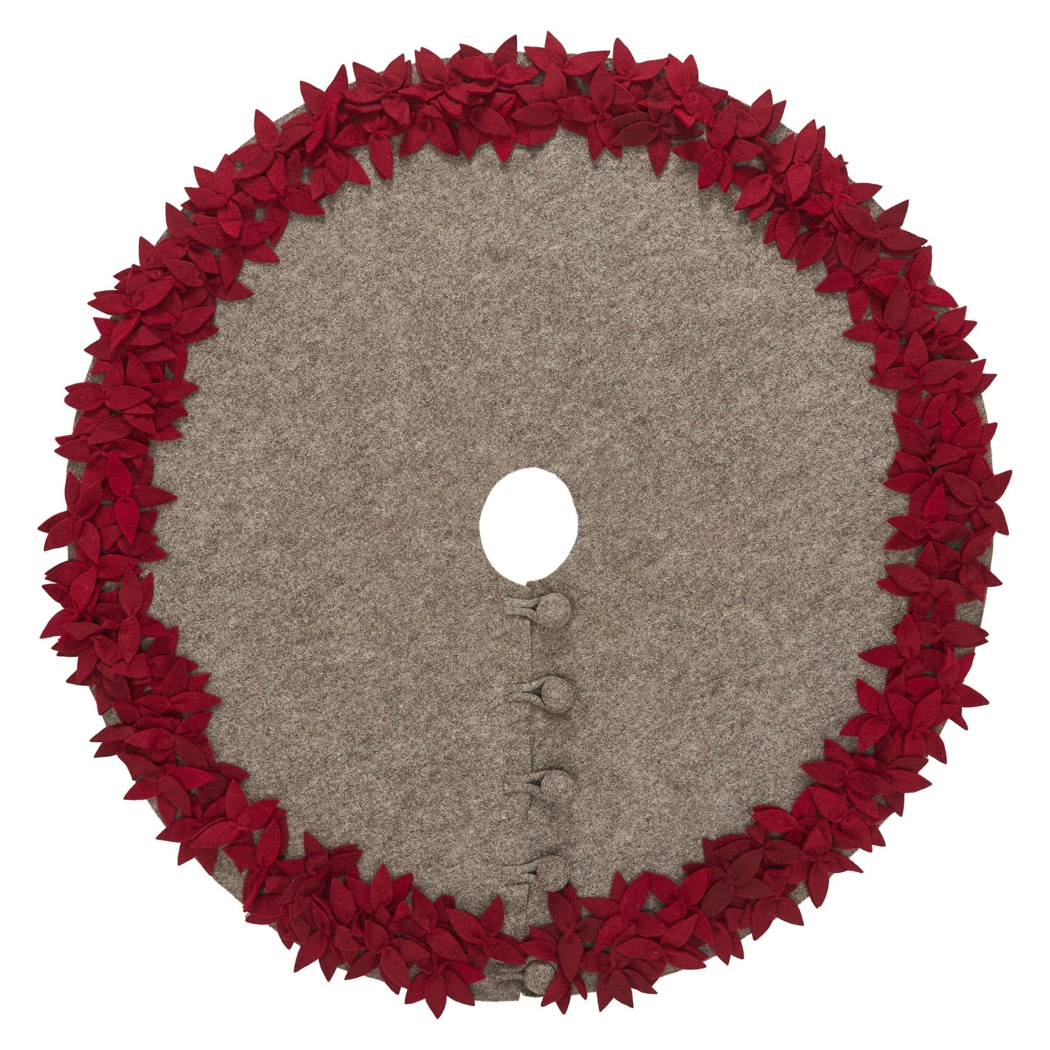 Handmade Overlapping Flowers Christmas Tree Skirt - Natural Red-60"