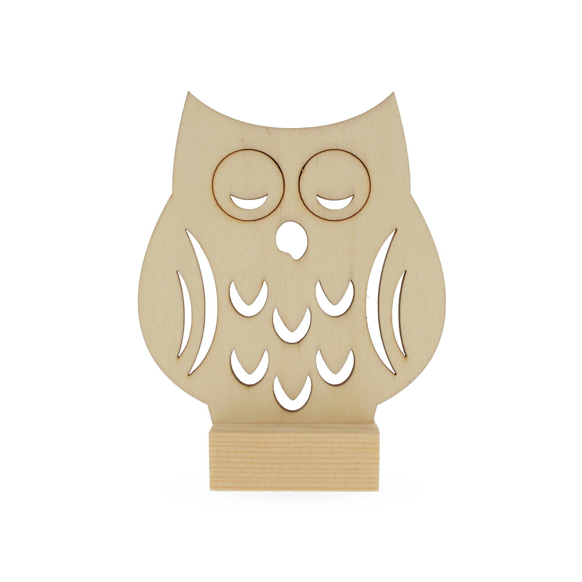 Unfinished Standing Wooden Owl Shape Cutout Diy Craft 3.75 Inches