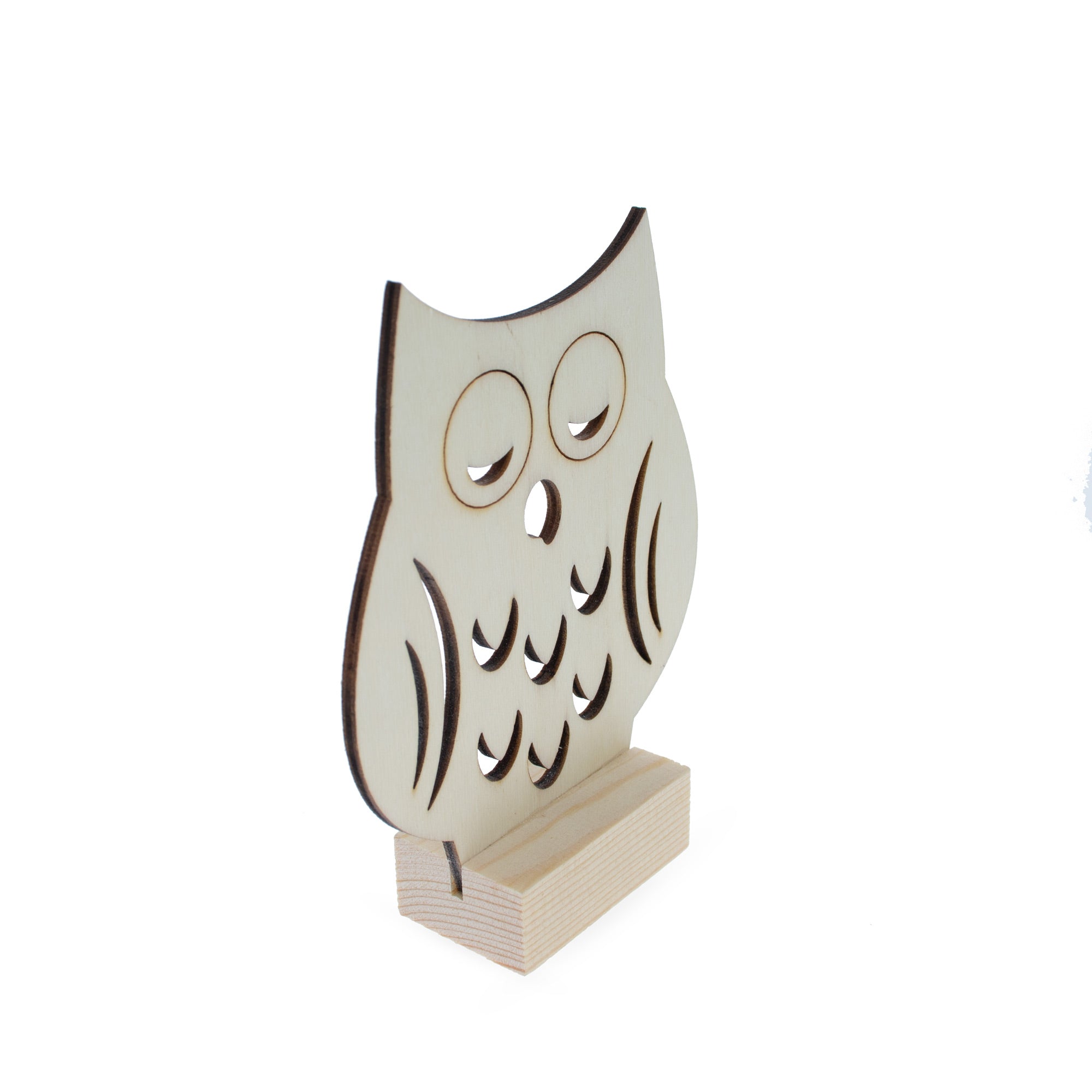 Unfinished Standing Wooden Owl Shape Cutout Diy Craft 3.75 Inches