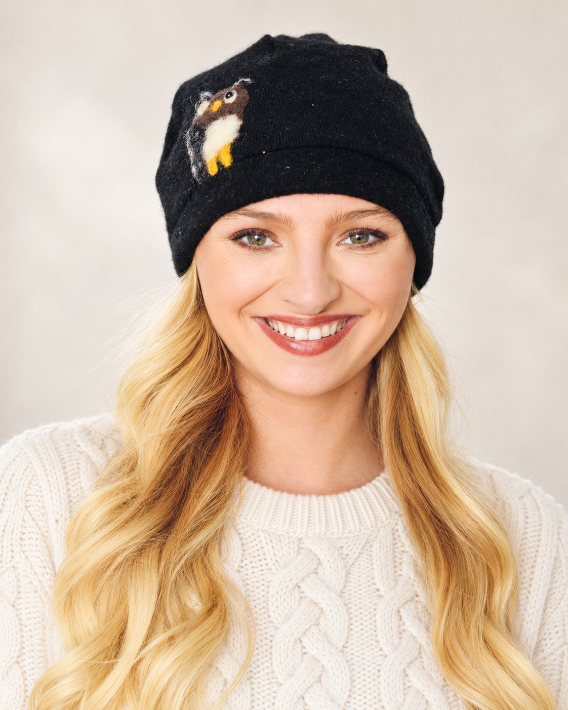 Owl Cashmere Hat - Adult/big Kid