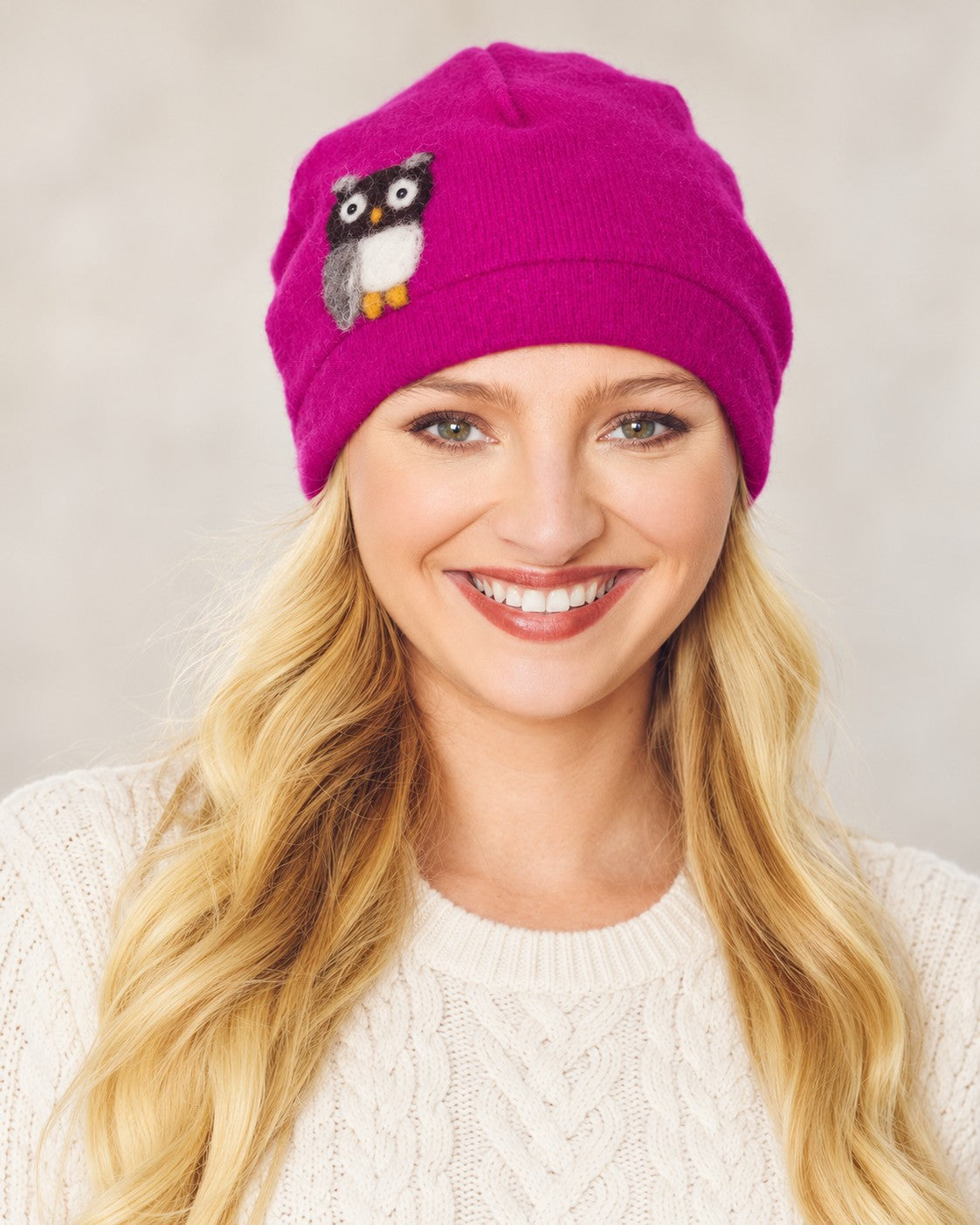Owl Cashmere Hat - Adult/big Kid