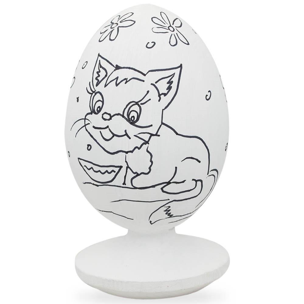 Cat And Dog Wooden Unfinished Easter Egg