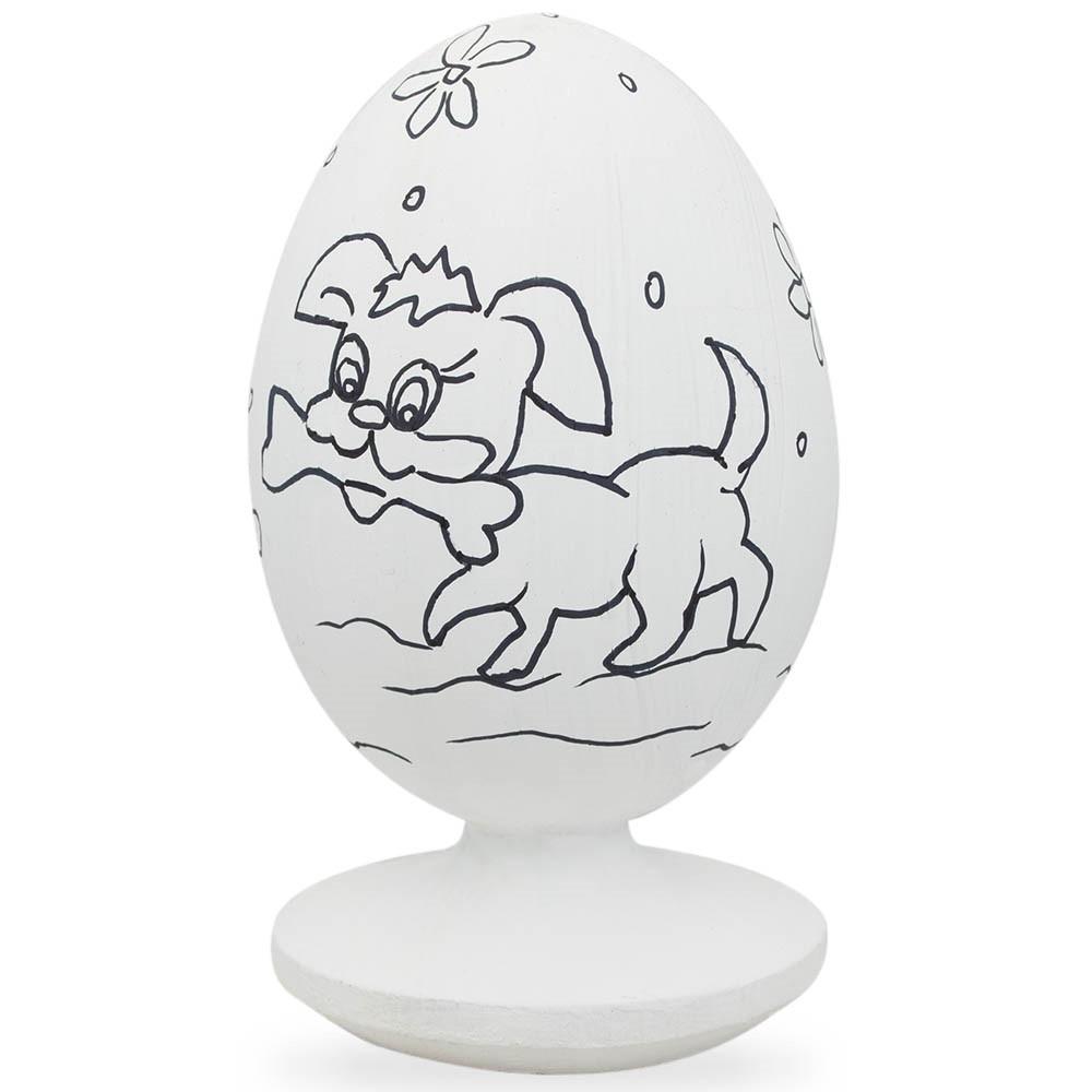 Cat And Dog Wooden Unfinished Easter Egg