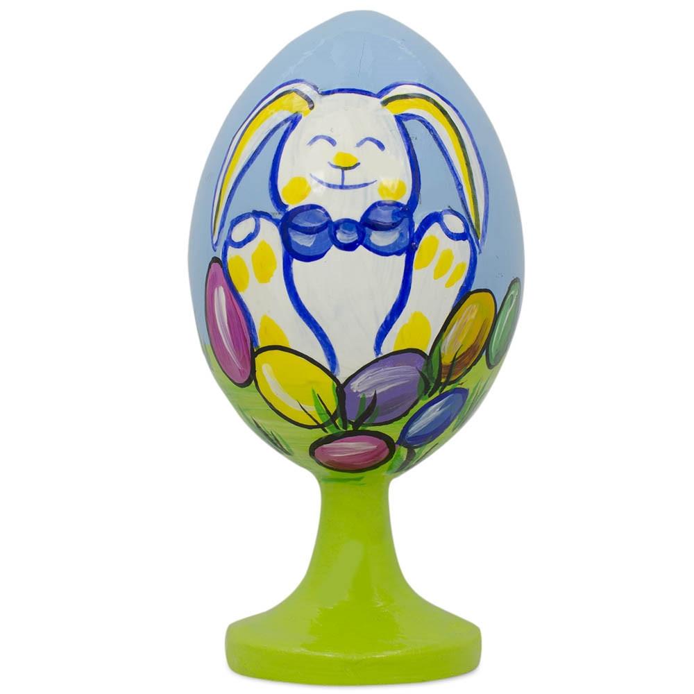 Bunny On Easter Egg Wooden Figurine