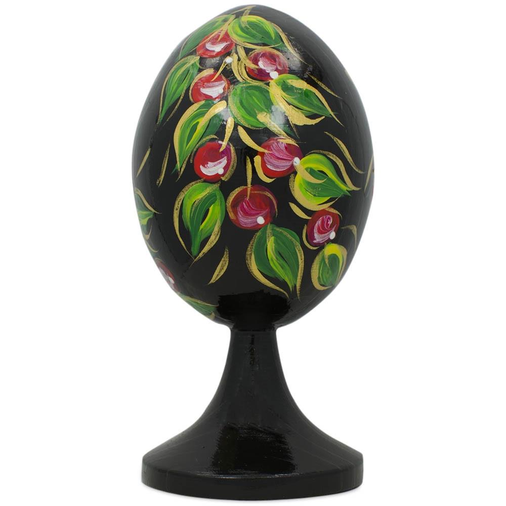 Bird In Flower Garden Wooden Easter Egg Figurine